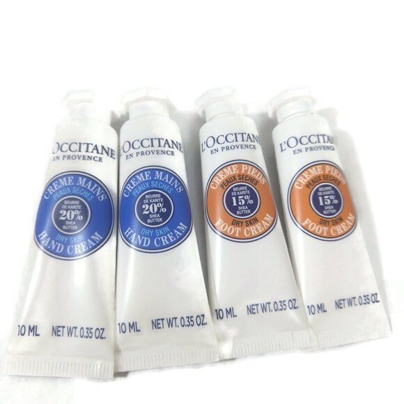 L'Occitane 20% Shea Butter Hand Cream & 15% Foot Cream 10ml X 4 NEW - Picture 1 of 4